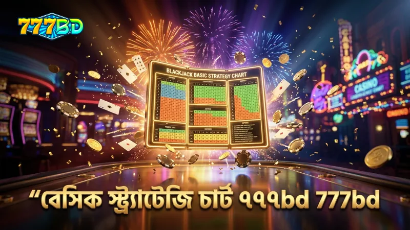 ব্ল্যাকজ্যাক গেমে বেসিক স্ট্র্যাটেজি চার্টের ব্যবহার দেখানো হয়েছে